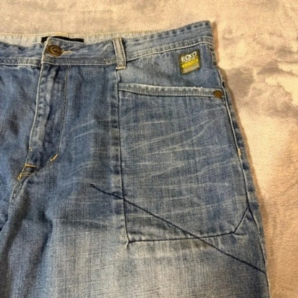 Ecko Unltd Mens Baggy Denim Shorts Blue Medium Wash Y2K Streetwear Size 36 Vtg